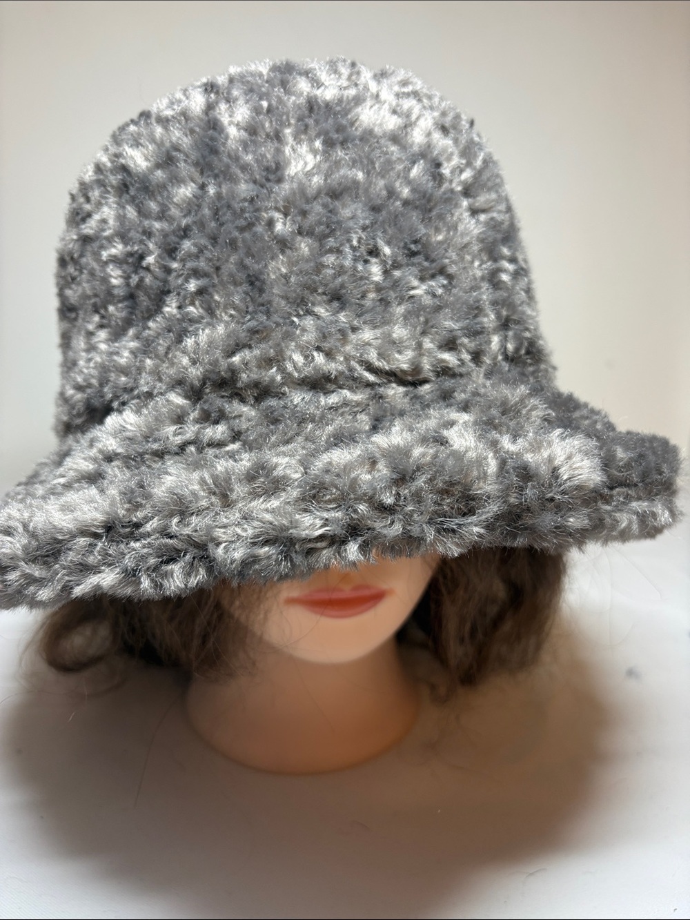 2chic NWT Gray Fuzzy Poly Bucket Hat One Size